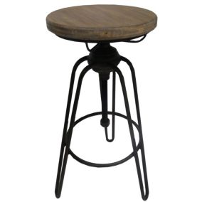 Tabouret en fer et sapin hauteur ajustable Usine