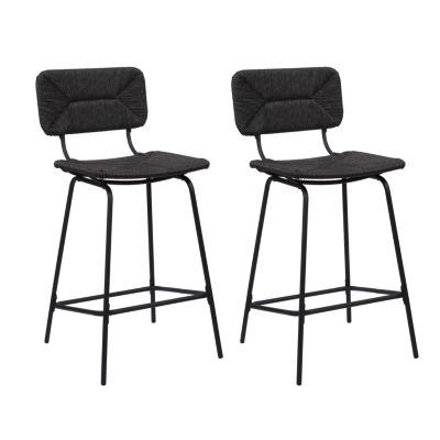 Tabouret en style rotin noir et pied en métal Homesight Nema vendu par 2