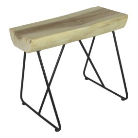 Tabouret en suar avec base en fer Rukmi - naturel - 60x45x47