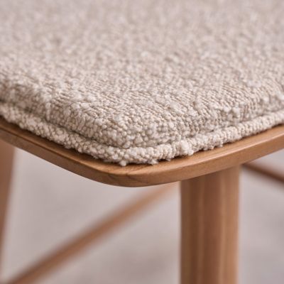 Tabouret en teck massif et bouclette