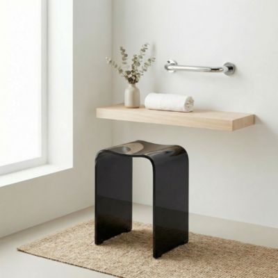 Tabouret ergonomique de salle de bain avec pieds antidérapants, Noir, PMR (SATSTOLPLASTC)