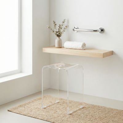 Tabouret ergonomique de salle de bain avec pieds antidérapants, Transparent, PMR (SATSTOLPLASTT)