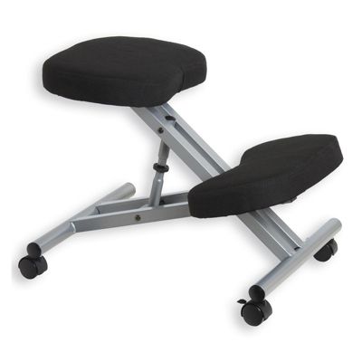 Tabouret ergonomique ROBERT, structure en métal et tissu noir