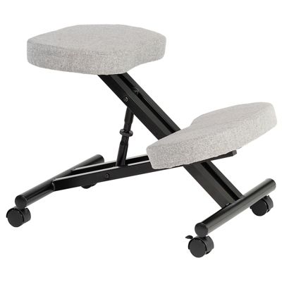 Tabouret ergonomique ROBERT, structure en métal noir et tissu gris
