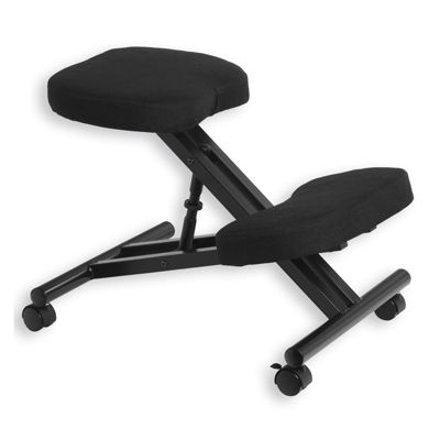 Tabouret ergonomique ROBERT, structure en métal noir et tissu noir
