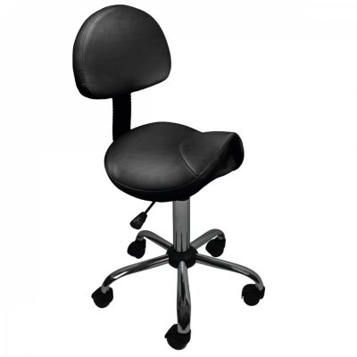 Tabouret ergonomique à roulettes avec dossier réglable en hauteur de 49 à 62 cm et pivotable - Noir - Vivezen