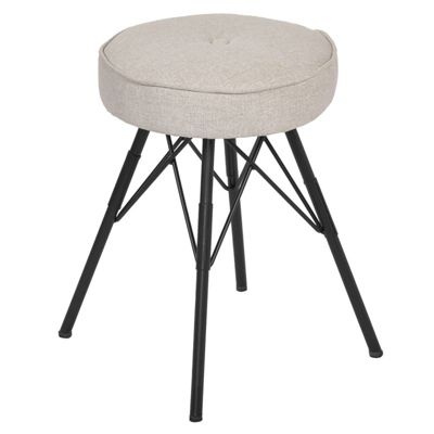 Tabouret H. 45 cm tissu chiné gris clair et pieds en métal - IDA 7483