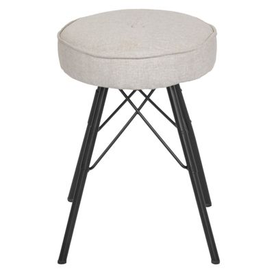 Tabouret H. 45 cm tissu chiné gris clair et pieds en métal - IDA 7483