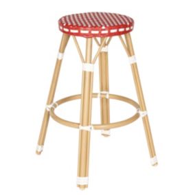 Tabouret haut de jardin en aluminium et rotin synthétique blanc, rouge  Oviala