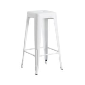 Tabouret industriel blanc solide 43x43x77cm Thinia Home