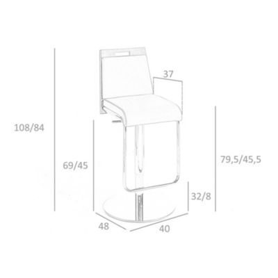 Tabouret pivotant en similicuir marron et noyer