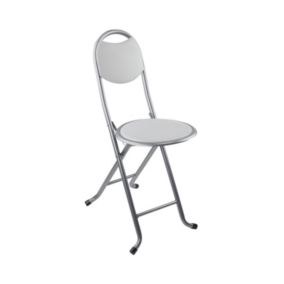 Tabouret pliant avec dossier blanc 32x36x73,5cm 7house