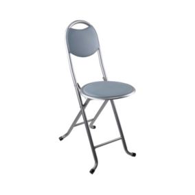 Tabouret pliant avec dossier gris 32x36x73,5cm 7house