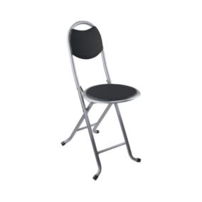 Tabouret pliant avec dossier noir 32x36x73,5cm 7house