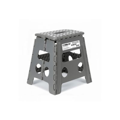 Tabouret Pliant Gris 45cm, Marchepied Pied Pliable BM TOOLS BMT-MP45-GRIS - 150kg Capacité, Léger et Compact pour Adulte/Enfant