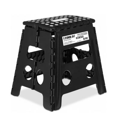 Tabouret Pliant Noir 40cm, Marchepied Pied Pliable BM TOOLS BMT-MP40-NOIR - 150kg Capacité, Léger et Compact pour Adulte/Enfant