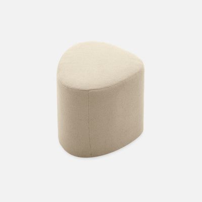 tabouret. pouf en forme de galet en tissu beige. TAO L 60 x P 44 x H 40cm