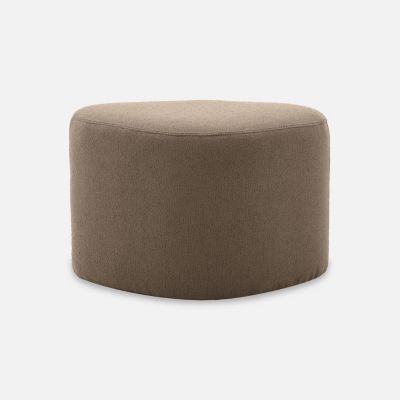 tabouret. pouf en forme de galet en tissu taupe. TAO L 60 x P 44 x H 40cm