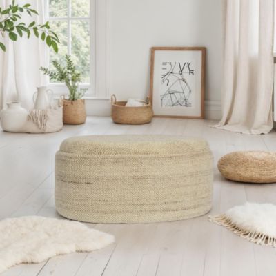 Tabouret Rangement Laine Marron Ovale 81 cm avec Couvercle Amovible FineBuy