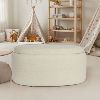 Artistic Fashionista Pouf De Rangement Ottomane En Velours Crème 38 Cm – Pliable, Coffre à Jouets, Repose-pieds