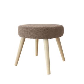 Tabouret rond en bouclettes (45x45x40 cm - Taupe)