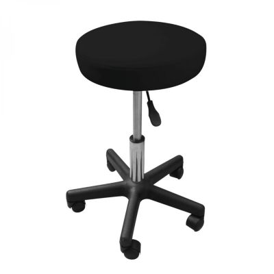 Tabouret rond à roulettes réglable en hauteur de 43.5 à 60.5 cm et pivotable - Noir - Vivezen