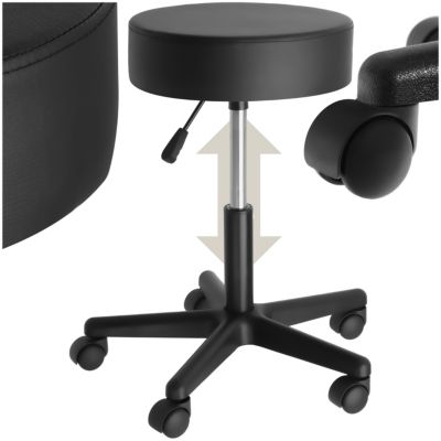 Tabouret à roulettes hauteur réglable et rotatif à 360  degrès avec revêtement en cuir synthétique