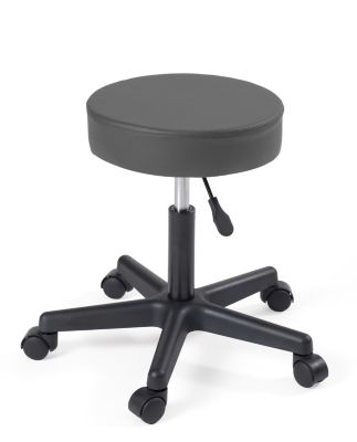 Tabouret à roulettes siège rond simili rembourré pivotant hauteur réglable ye (gris foncé)