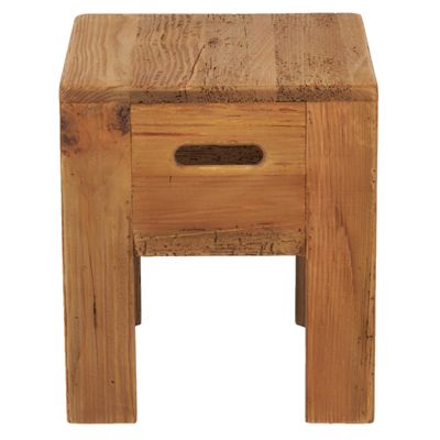 Tabouret rustique carré avec poignées en bois de pin recyclé - CHALET