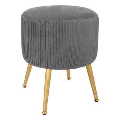 Tabouret "Solaro" velours plissé gris - Atmosphera Créateur d'intérieur