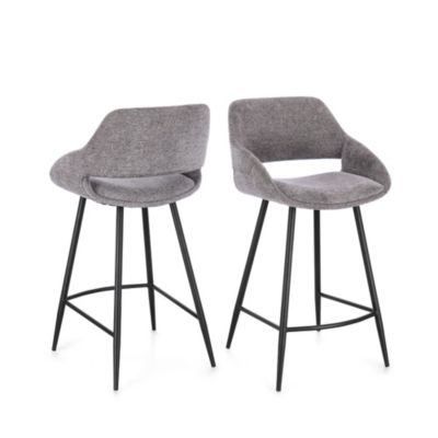 Tabourets de bar avec repose-pieds en tissu (lot de 2) Gris  - TURIN