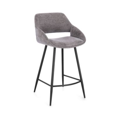 Tabourets de bar avec repose-pieds en tissu (lot de 2) Gris  - TURIN