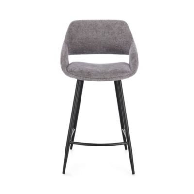 Tabourets de bar avec repose-pieds en tissu (lot de 2) Gris  - TURIN