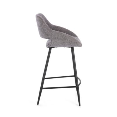 Tabourets de bar avec repose-pieds en tissu (lot de 2) Gris  - TURIN
