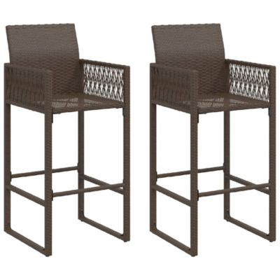 Tabourets de bar de jardin lot de 2 marron résine tressée vidaXL