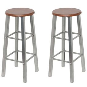 Tabourets De Bar Lot De 4 Argenté Et Marron Mdf