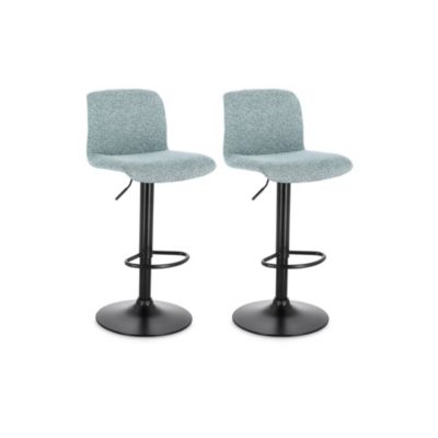 Tabourets de bar réglables en métal noir et tissu (lot de 2) Bleu pale  - RAPHAEL