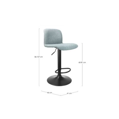 Tabourets de bar réglables en métal noir et tissu (lot de 2) Bleu pale  - RAPHAEL