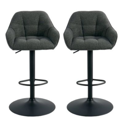 Tabourets réglables gris avec accoudoirs Airlie, 2 pièces