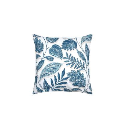 Taie d'39oreiller percale de coton motif feuillage 63x63cm