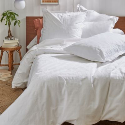 Taie d'oreiller 65x65 cm percale lavée ABSTRAIT Blanc