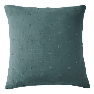 Taie d'oreiller Brodée Déco "Gaïa Boho" 60 x 60 cm & 50 x 70 cm "Gaze de Coton" - Gaïa Boho Canard - 60 x 60 cm - Gaïa Boho Canard