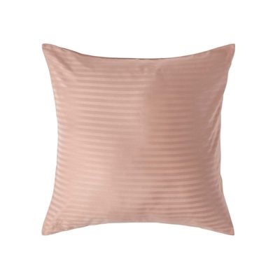 Taie d'oreiller taupe satin rayé en coton égyptien 330 fils, 60x60 cm - HOMESCAPES