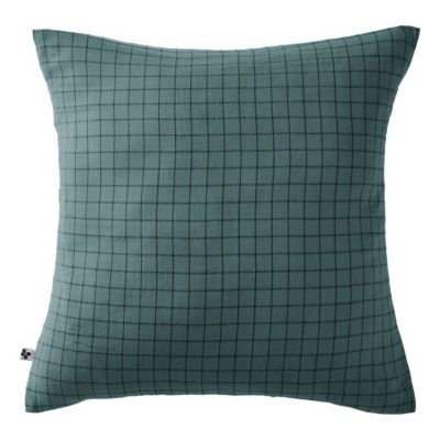 Taie d'oreiller Tissé-teint petits carreaux Déco "Gaïa Mix" 60 x 60 cm & 50 x 70 cm "Gaze de Coton" - Gaïa Mix Canard - 60 x 60 cm