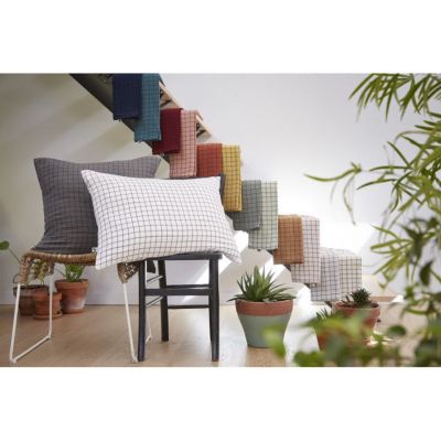 Taie d'oreiller Tissé-teint petits carreaux Déco "Gaïa Mix" 60 x 60 cm & 50 x 70 cm "Gaze de Coton" - Gaïa Mix Canard - 60 x 60 cm