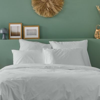 Taie d'oreiller unie 65x65cm PERCALE GRIS CLAIR