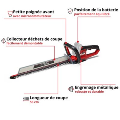 Taille-haie sans fil sans batterie 18 V - longueur de la lame 55 cm - écartement des dents 18 mm - Einhell ARCURRA 18/55