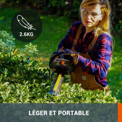 Taille-haies 20V WORX - WG264E.9 (lame double action 56 cm, écartement ...
