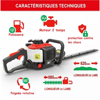 Taille haies essence 2 temps  longeur de coupe 62cm 5,5kg