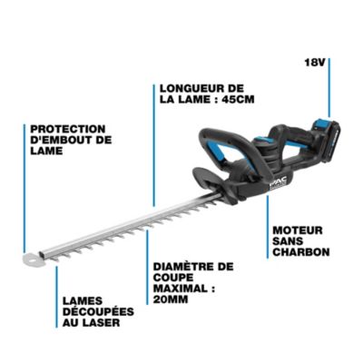 Taille-haies sur batteries 18 V / 2 Ah Mac Allister MCI1205GHT 45 cm